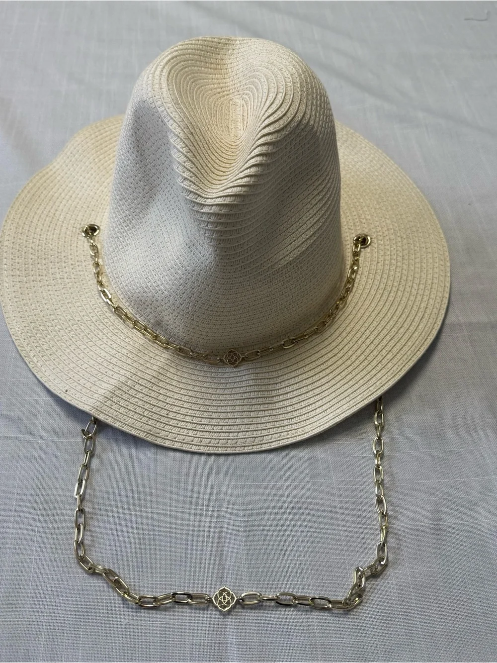 Kendra Scott Pasleigh Panama Gold Chain Chin Strap Hat